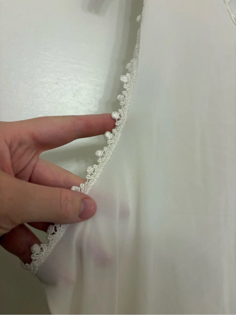 Vintage 70s Shadowline White Ivory Floral Lace Nightgown Sleeveless Midi Nylon M